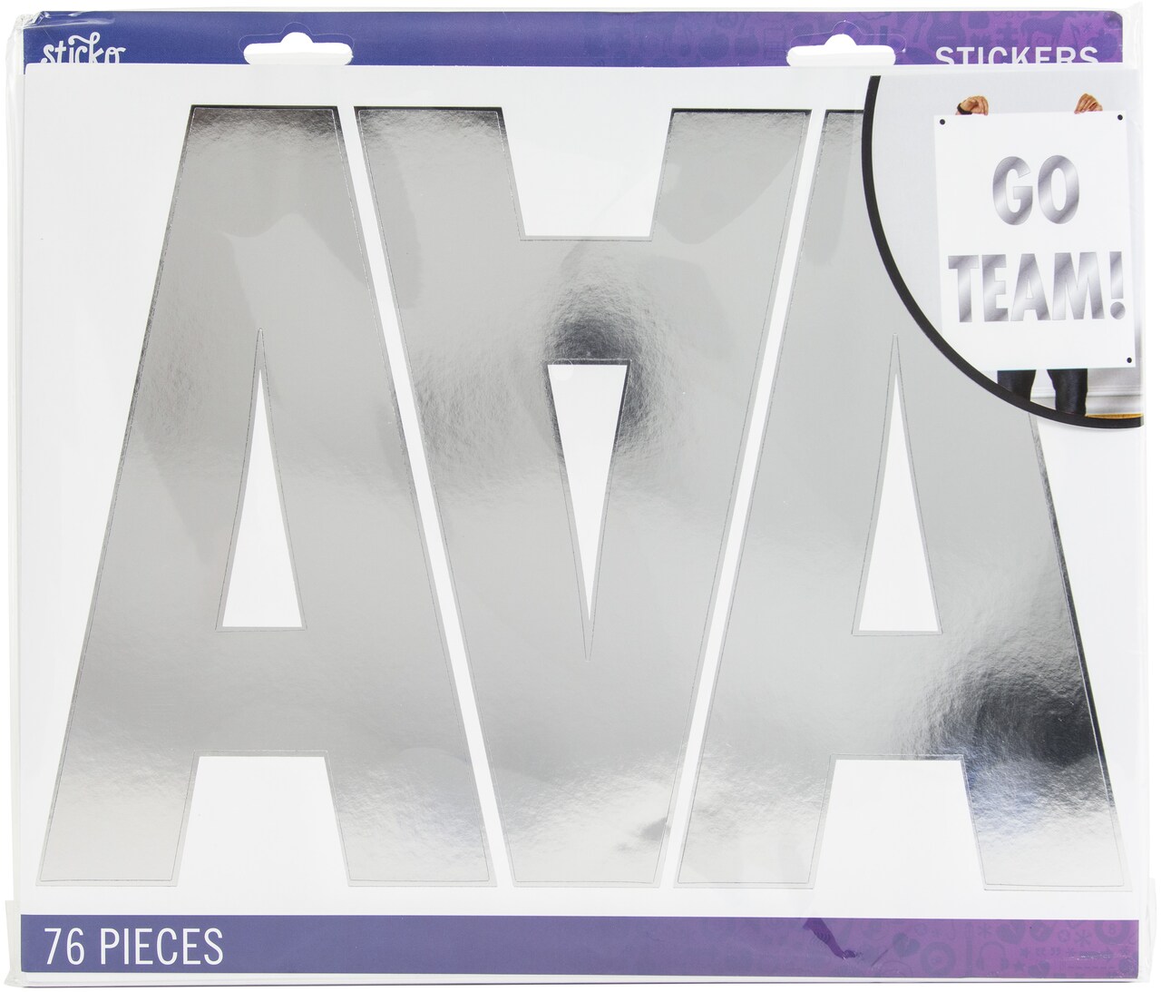Sticko Alphabet Stickers - Futura Regular Jumbo, Silver Foil, 76pcs